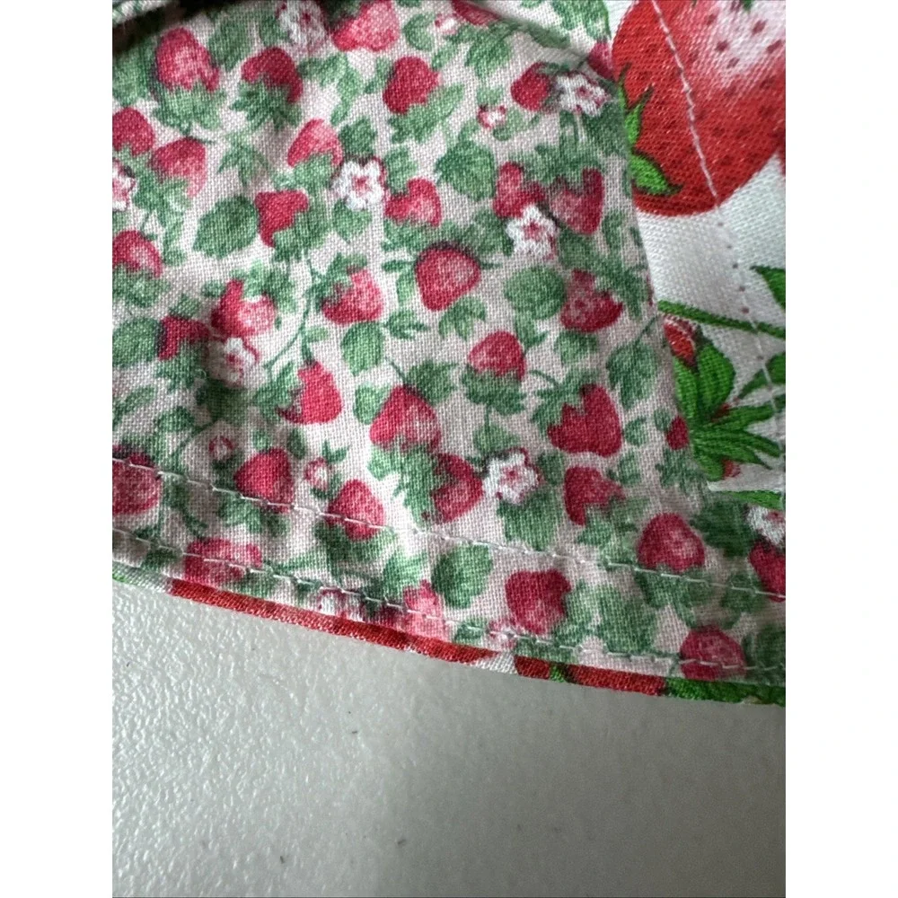 VTG Handmade Strawberry Print‎ Apron Set Halter Neck Reversible Pockets